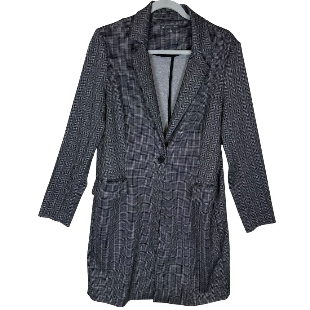 Adrianna‎ Papell Jacquard Jacket Mens Small Gray Houndstooth Notch Lapel Blazer